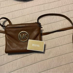 Michael Kors Brown and Gold Accent Crossbody